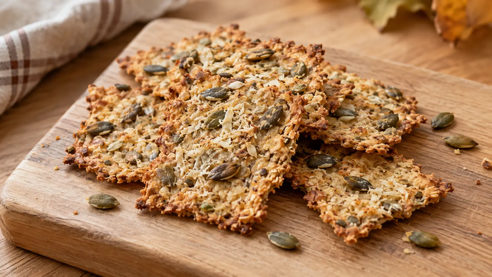 Biscuiți sărați cu ovăz, semințe de dovleac și parmezan