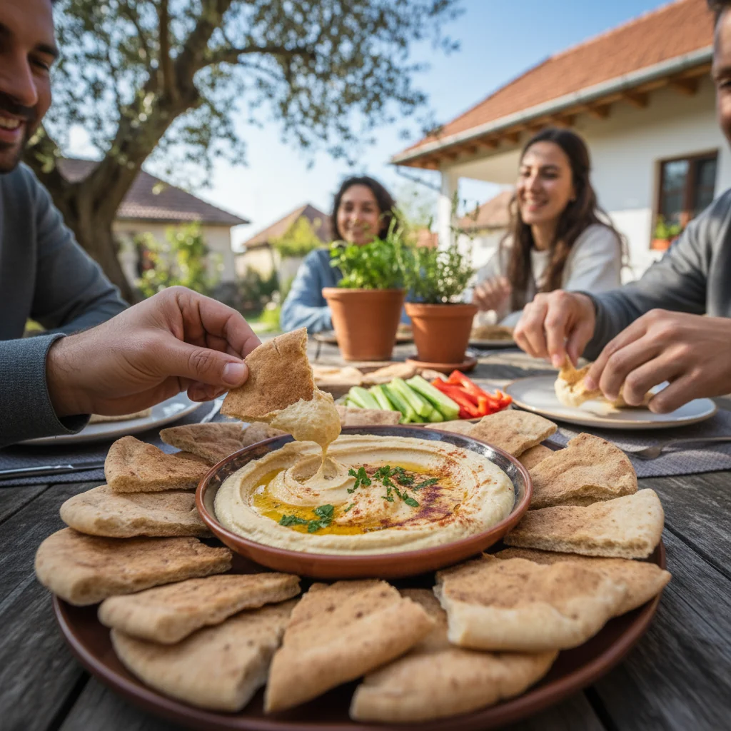 Gustări rapide cu hummus și lipii integrale