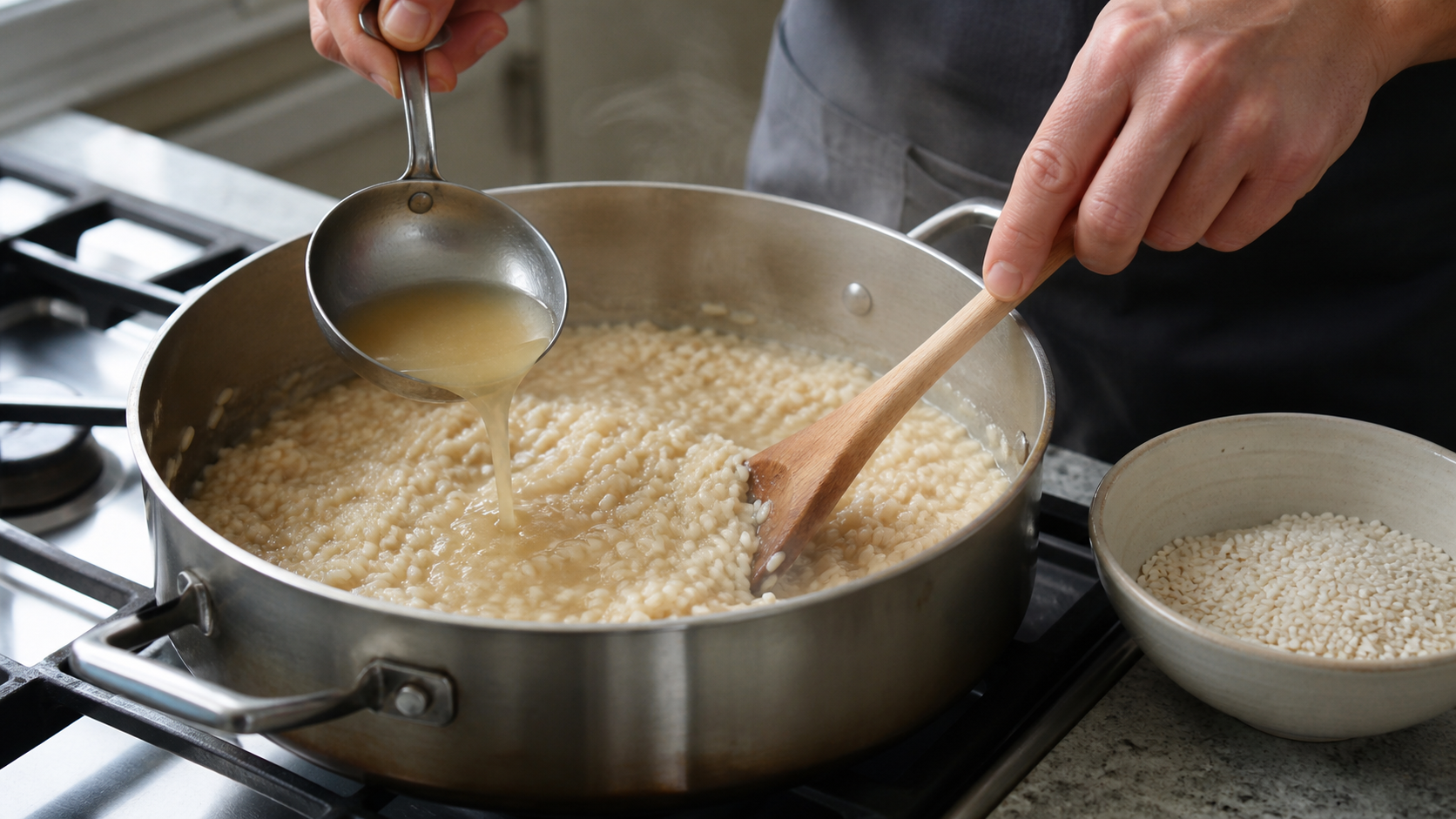 Orez Arborio pentru risotto: când adaugi supa și cum urmărești textura
