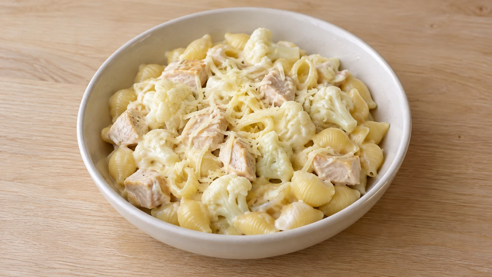 Paste mici cu pui, conopidă și sos de iaurt pentru copii