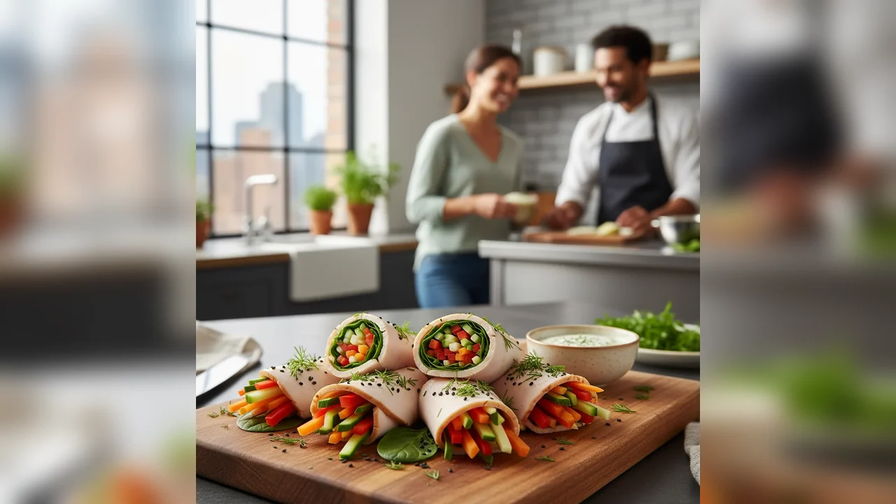Roll-uri de curcan cu legume – gustare proteică